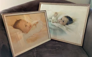 Vintage FRAMED BABY PICTURES Lot Awakening, Precious Awake Gutmann Klapka Prints - Picture 1 of 23