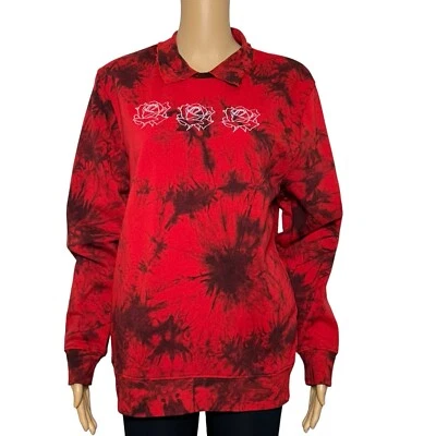 Empyre Morna Roses Red & Black Tie Dye Sweatshirt  Woman’s  Small - Image 1 of 4
