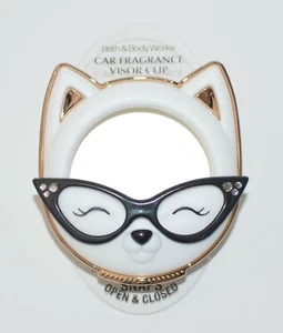 BATH BODY WORKS WHITE CAT GLASSES SCENTPORTABLE HOLDER CAR VISOR CLIP FRESHENER - Picture 1 of 3