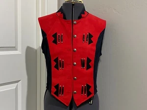 To Dy For Ultrasuede Red and Black Vest with bone beads - Picture 1 of 2