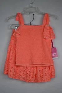 Girl's Justice Ruffled Cold Shoulder Top & Skirt Set Cantaloupe-Orange M(10) - Picture 1 of 4