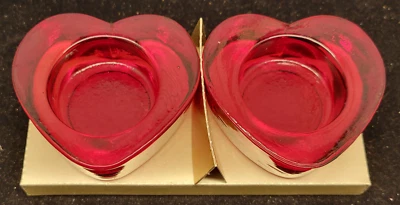 Conjunto de 2 castiçais Tea Light tema em forma de coração vermelho 315 - Imagem 1 de 4