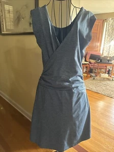 Patagonia Faux Wrap Dress Blue  Sz10  V-neck stretch, eco friendly, recycled - Picture 1 of 8