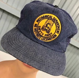 Gorra de béisbol de colección con parche de mezclilla para departamento mecánico ferroviario - Imagen 1 de 6