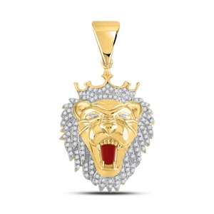 10kt Yellow Gold Mens Round Lion Diamond Pendant 1.00 Cttw Style 115363 - Picture 1 of 1