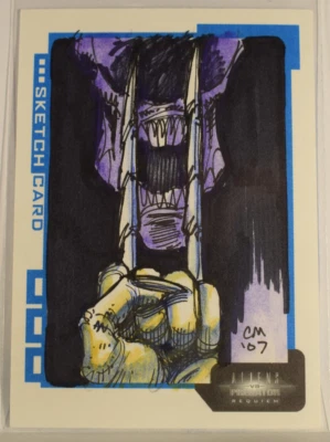 Aliens vs Predator Requiem AVP Inkworks 2007 Sketch S.CM Chris Moreno #063/300 - Image 1 of 4