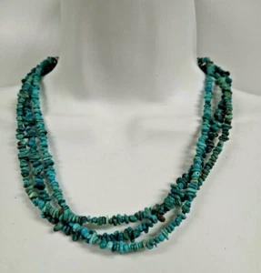Native American Turquoise Heishi Bead Sterling Silver Necklace 20” Long - Picture 1 of 6