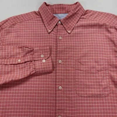 Camisa con botones Talbots para hombre grande naranja a cuadros manga larga Foto 1 de 4