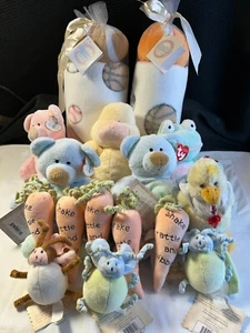 Lot of NEW Pluffies Ty & Bunnies by the Bay Plush Rattles, Toys, Blankets - Picture 1 of 13