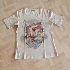 Riani Shirt Mops Hund ungetragen Gr.40 T-Shirt beige Neu ohne Etikett - Bild 1 von 9