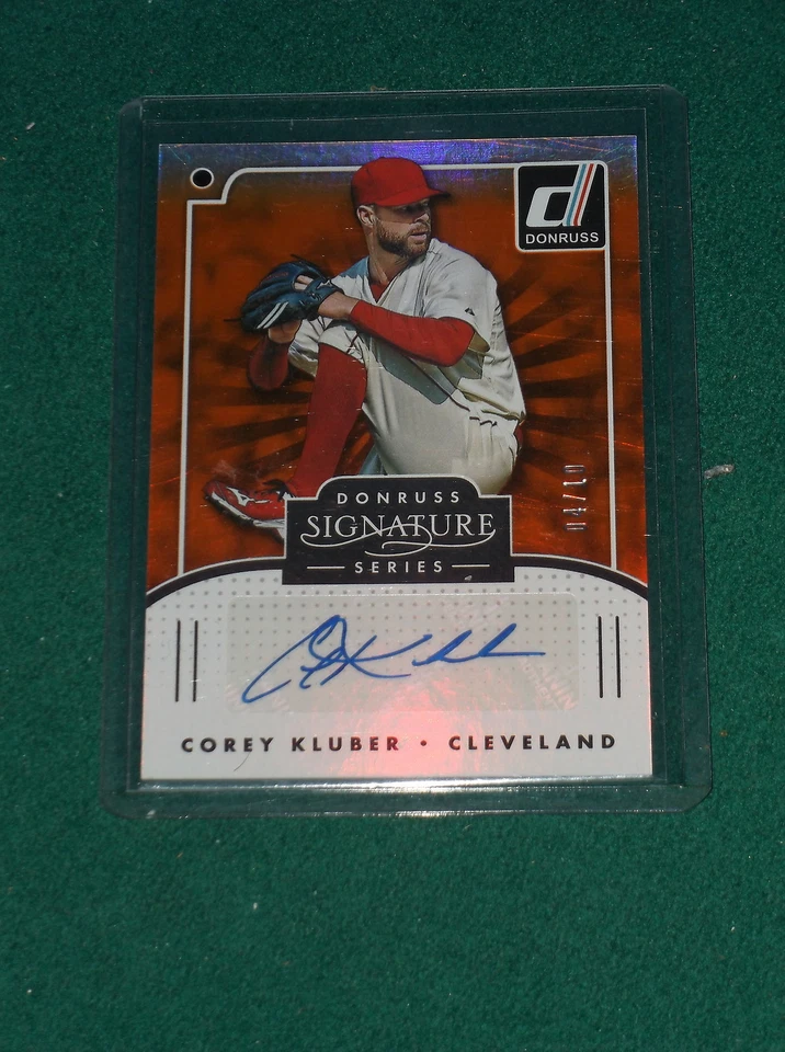 2016 DONRUSS COREY KLUBER 签名系列 #d 04/10 橙色棒球卡印度人 — 第 1/1 张图片