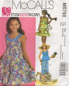 McCalls Sewing Pattern 5798 Dress Top Layered & Trousers Girls Size 7 - 14 New - Picture 1 of 13
