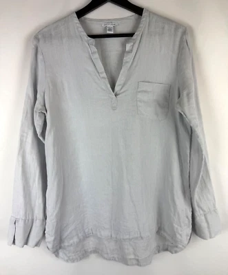 Top Popover de lino con bolsillos de manga larga blanco roto Saks Fifth Avenue para mujer pequeño Foto 1 de 4