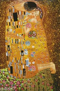 Der Kuss Klimt küssende paar kunst küssendes Wallario Poster in 50 x 125 cm