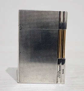 S.T. Encendedor de gas Dupont Gatsby plata oro cabeza diamante sin caja probado funcionando JP - Imagen 1 de 13