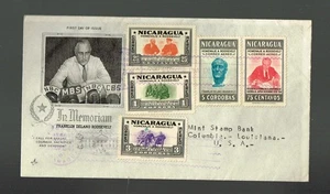 Nicaragua FDC  ROOSEVELT MEMORIUM STAMPS   Scott #C272-C276 - Picture 1 of 2