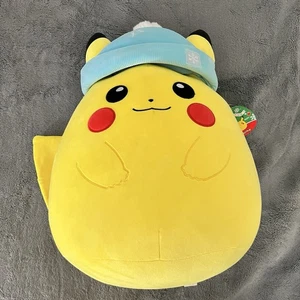 Pokemon Pikachu 20" Inch Squishmallow with Blue Pom Pom Hat LARGE Toy Doll New - Picture 1 of 9