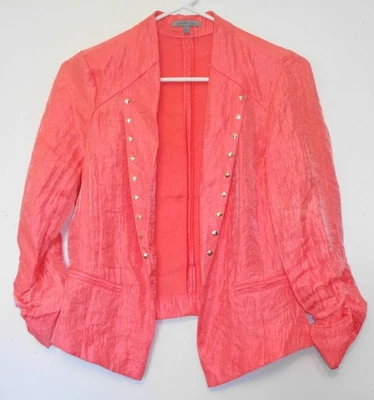 Charlotte Russe Women's Pink Blazer Size M Jacket  Ruched 3/4 Sleeves - Image 1 of 4