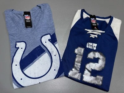 Lote combinado de 2 camisetas grandes de algodón de manga corta de los Indianapolis Colts de la NFL para mujer nuevas con etiquetas Foto 1 de 2