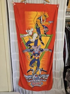Biker Mice From Mars Vtg 90s Cartoons Red Beach Towel Retro Throttle Vinnie Modo - Picture 1 of 5