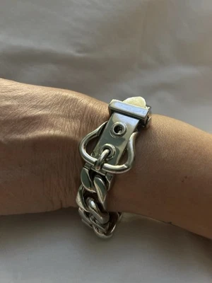 Bracelet Hermès Vintage "Boucle Sellier" Argent Massif 925- Grand Modèle - Photo 1/4