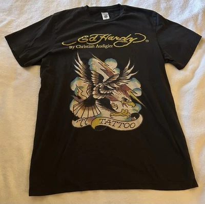 Camiseta Ed Hardy por Christian Audigier Para Hombre M Eagle Tattoo Y2K Foto 1 de 3
