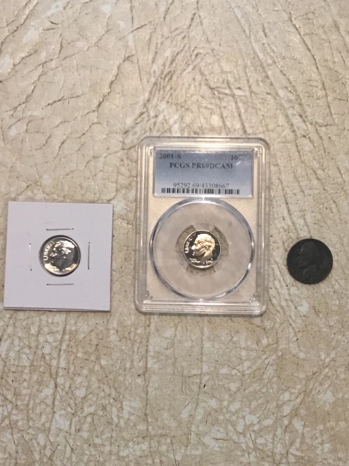 2001S PCGS PR69 DCAM 10 CENT 2 SILVER COIN WW2 & 1/4 # World Coin Lot 1961 PROOF - Image 1 of 4