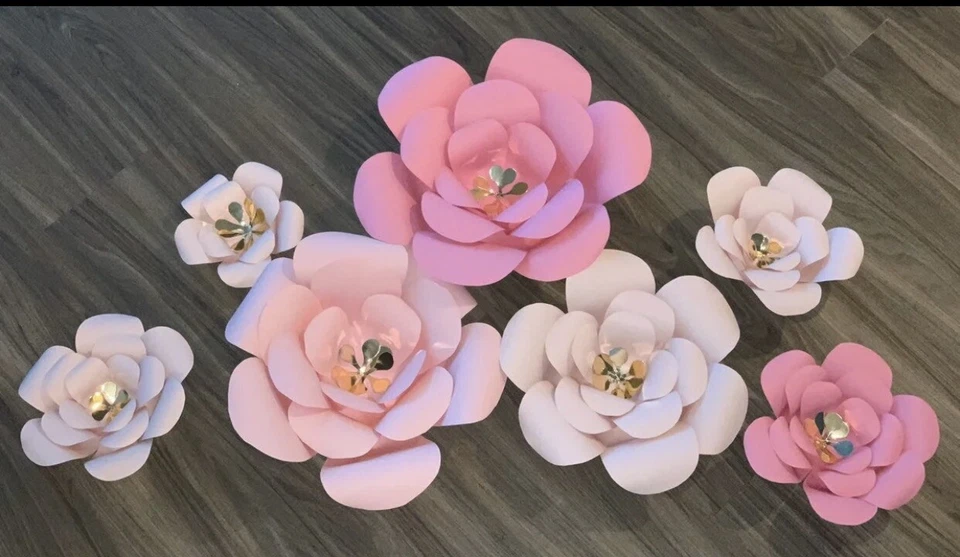Juego de flores de papel, telón de fondo, boda, decoración de guardería, rosa Foto 1 de 1
