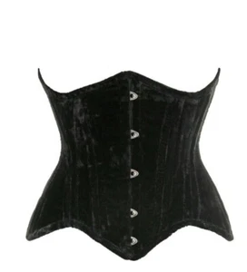 L-Daisy Corsets Top Drawer Black Velvet Double Steel Boned Waist Cincher Corset - Picture 1 of 2