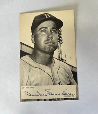 Hall of Fame Inductee Duke Snider  Autographed Large Size Baseball Card - Image 1 of 4