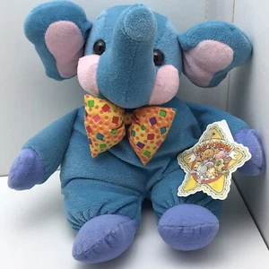 Vintage 1999 Commonwealth Hug A Plush Stuffed Elephant With Tag Blue Pink Purple - Picture 1 of 10