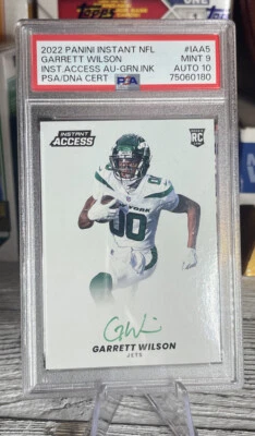 2022 Panini Instant Access GARRETT WILSON /10 RC - AUTO PSA 10 GEM - Card PSA 9 - Image 1 of 4