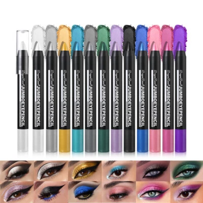 12 Colours Glitter Eyeshadow Stick Eye Shadow Pen Shimmer Pearlescent Beauty  - Image 1 of 4