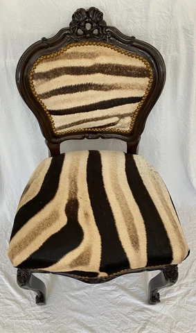 18th Century French Provincial Side Chairs with Genuine Zebra Hyde - Prestine Cover