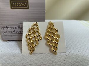 Avon Vintage 1990 Golden Billow Pierced Earrings