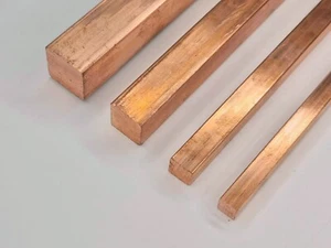 Barra in rame Cu99,9 quadrata, materiale pieno, profilo a 4 angoli, asta quadrata, 4 bordi - Foto 1 di 1