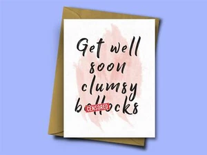 Tarjeta divertida Get Well Soon para amigo Get Well Soon torpe B*llocks - Imagen 1 de 1