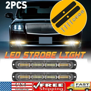 2PC Amber /White 24LED Car Truck Emergency Warning Hazard Flash Strobe Light Bar - Picture 1 of 12