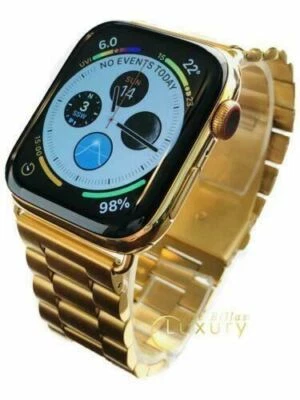 24K Gold Plated 44MM Apple Watch SERIES 4 With Gold Links Band - Image 1 of 4