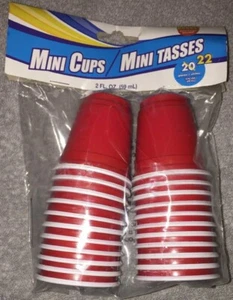 22ct  Mini Red Cups 2oz Plastic Disposable Shot Glasses Party Shooter - Picture 1 of 2
