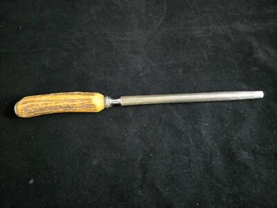 Vtg. Sheffield Forged Steel Honing Rod Knife Sharpener Stag Bone Handle England - Image 1 of 4