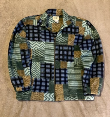Vintage Retro Geometric 80's 90's Pattern Teddi Petite Full Zip Fleece Jacket S - Image 1 of 4