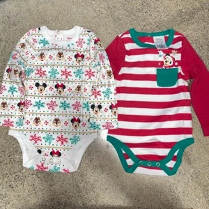 2 Disney Baby Mickey Mouse Weihnachten Gr. 12-18 Monate Body Strampler - Bild 1 von 7