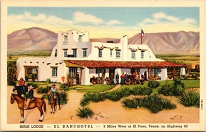 EL PASO, TEXAS - LODGE PRINCIPAL - EL RANCHOTEL - MOTEL DE CARRETERA - POSTAL DE LINO - Imagen 1 de 2