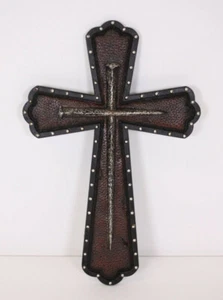 Resin Vtg Medieval Gothic Monastery Style Nails 14" Crucifix Studs Leather Look  - Picture 1 of 12