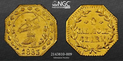 1883 CALIFORNIA GOLD CHARM MINER WITH PICK "Q"  NGC MS67 #2143810-009 TOP POP! - Image 1 of 4