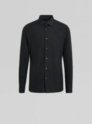 $395 Ermenegildo Zegna 16.5 / 42 Men Black Cotton Long-Sleeve Button Dress Shirt - Image 1 of 4