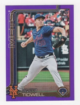2025 TOPPS UPDATE BASEBALL PURPLE RAINBOW FOIL 191/250 RC BLADE TIDWELL METS - Image 1 of 2