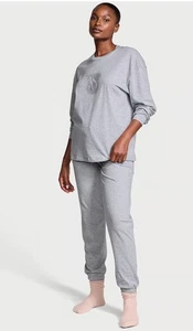 Victoriya Secret Pyjama Set 100% Baumwolle lang Grau Xl mit Strass - Bild 1 von 3