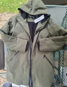 NWT Women’s Calvin Klein Winter Jacket Size Large Camo Green Black Fleece Lining - Picture 1 of 7